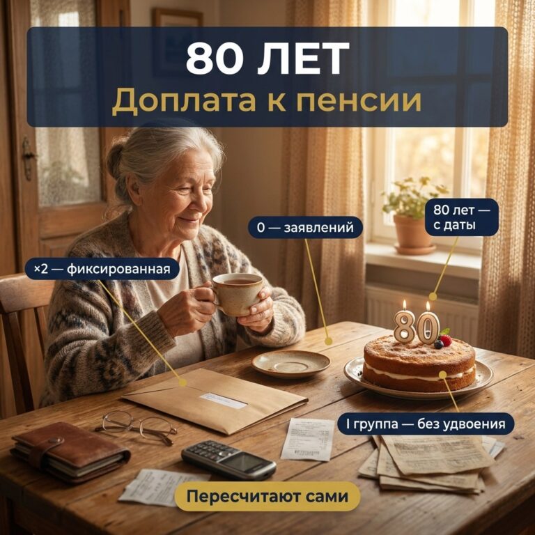 80 лет: какая доплата к пенсии положена и нужно ли заявление